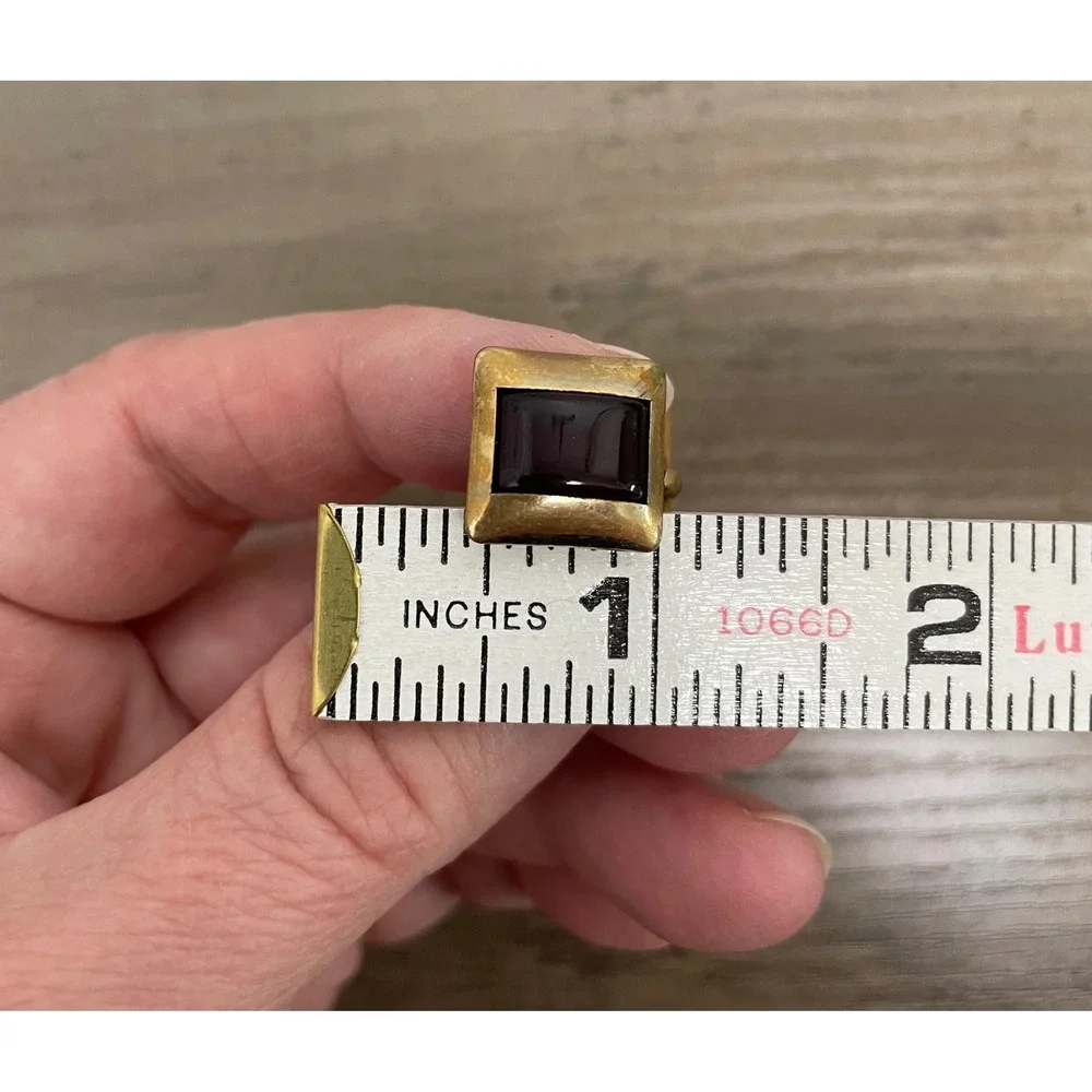 Swank Cufflinks Vintage 1/40 10K RGP Red‎ Stone Gold Rectangle Bullet Back